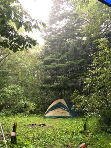 平湯キャンプ場の雨